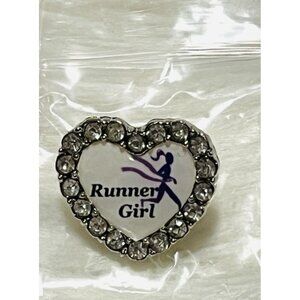 Runner Girl Silver Tone Rhinestone Shoelace Heart Charm Jewelry